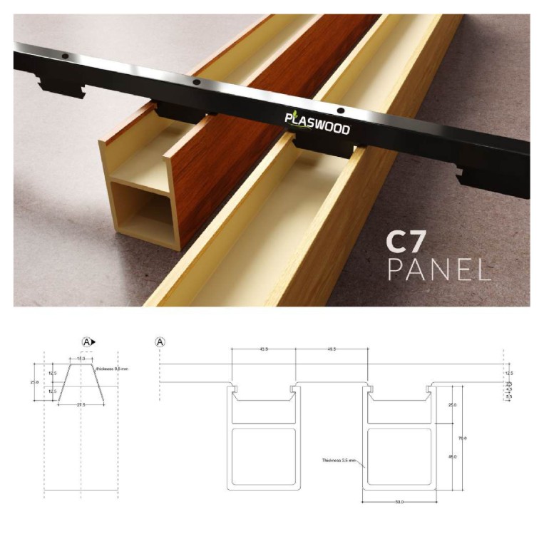 Plaswood C7 Panel - Hollow Partisi & Ceiling